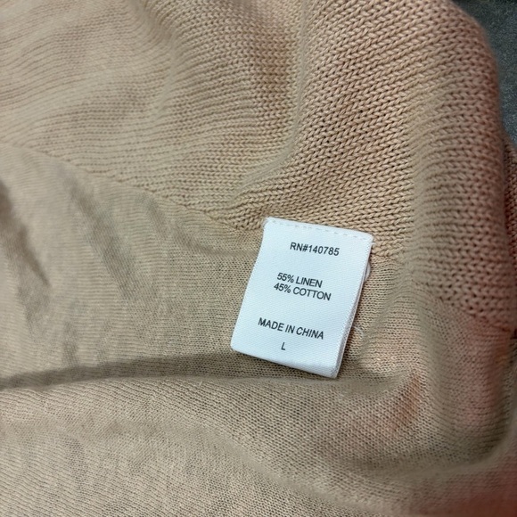 Brochu Walker Women's Beige Linen Blend Open Waterfall Cardigan Sz L Luxury EUC - Picture 5 of 10